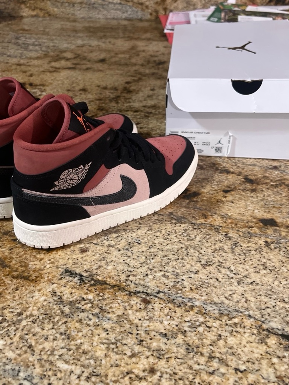 Jordan High-Top Sneakers in Black and Rose - Picture 8 of 9
